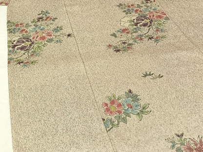 平和屋着物▽上質な小紋 単衣 草花文 正絹 逸品 AABG7077jh