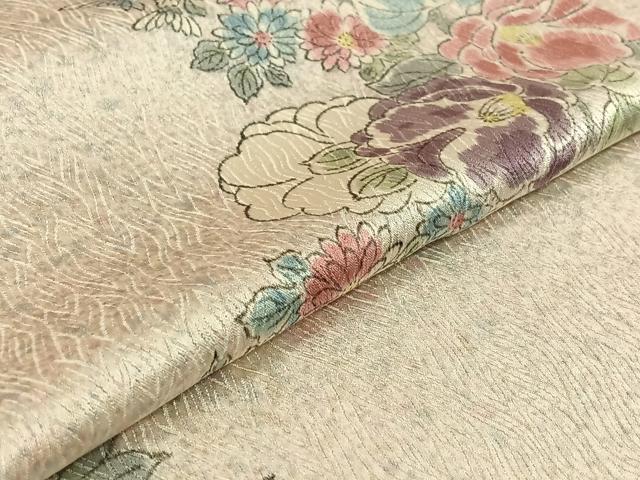平和屋着物▽上質な小紋 単衣 草花文 正絹 逸品 AABG7077jh