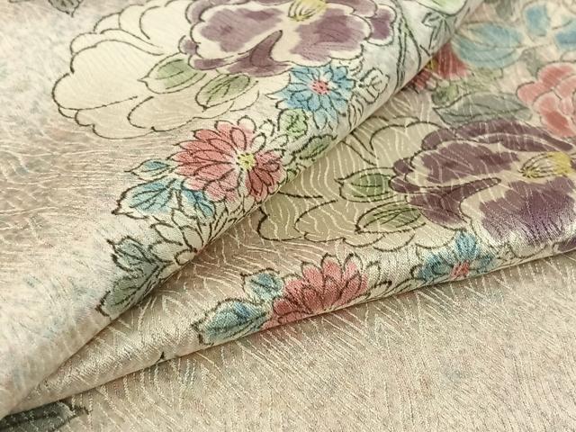 平和屋着物▽上質な小紋 単衣 草花文 正絹 逸品 AABG7077jh