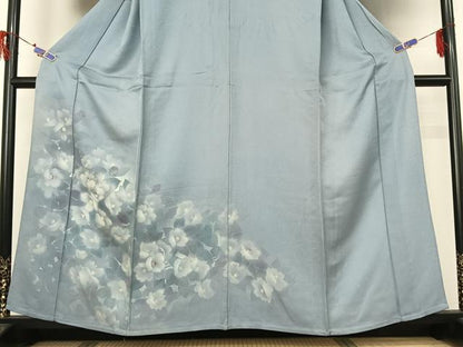 平和屋着物▽訪問着 単衣 手描き 草花文 暈し染め 正絹 逸品 AABG7079jh
