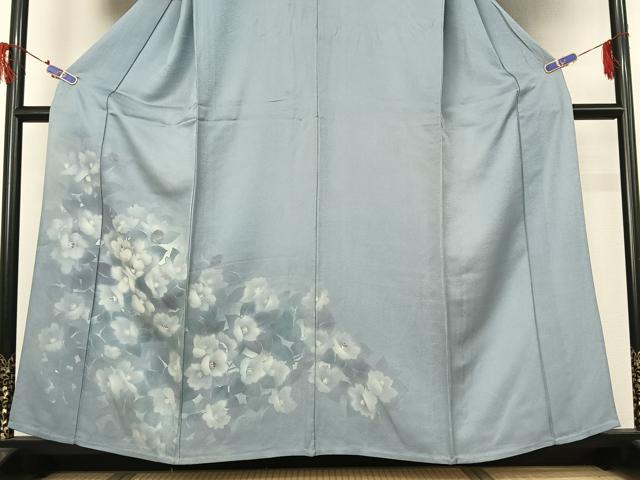 平和屋着物▽訪問着 単衣 手描き 草花文 暈し染め 正絹 逸品 AABG7079jh