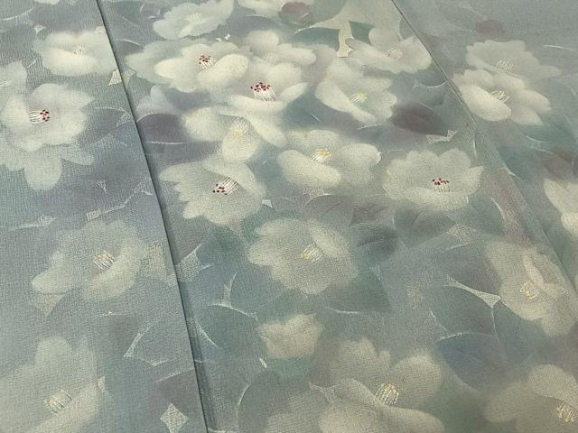 平和屋着物▽訪問着 単衣 手描き 草花文 暈し染め 正絹 逸品 AABG7079jh