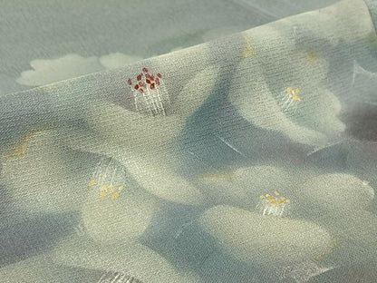 平和屋着物▽訪問着 単衣 手描き 草花文 暈し染め 正絹 逸品 AABG7079jh