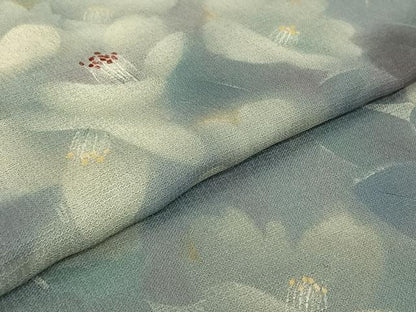 平和屋着物▽訪問着 単衣 手描き 草花文 暈し染め 正絹 逸品 AABG7079jh