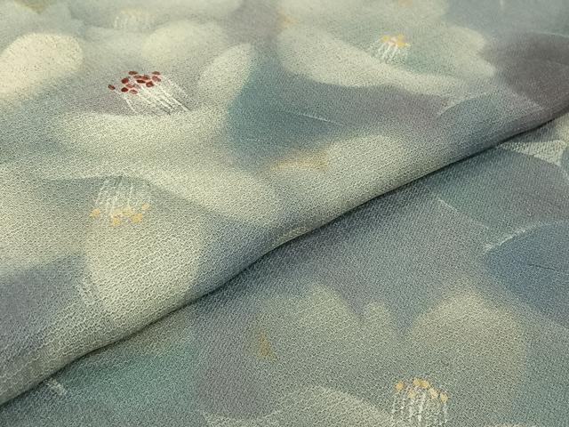 平和屋着物▽訪問着 単衣 手描き 草花文 暈し染め 正絹 逸品 AABG7079jh