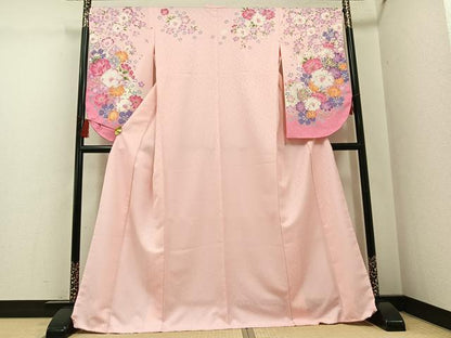 平和屋着物●小振袖　二尺袖　舞花文　暈し染め　金彩　洗える着物　未使用　AABG7085ph