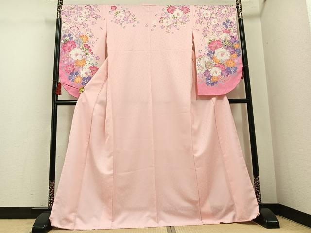 平和屋着物●小振袖　二尺袖　舞花文　暈し染め　金彩　洗える着物　未使用　AABG7085ph
