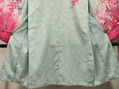 平和屋着物●小振袖　二尺袖　刺繍　草花文　洗える着物　AABG7086ph