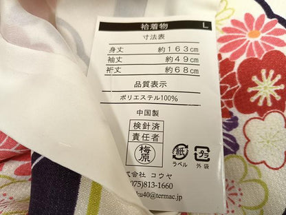 平和屋着物●小紋　雪輪花文　洗える着物　未使用　AABG7087ph