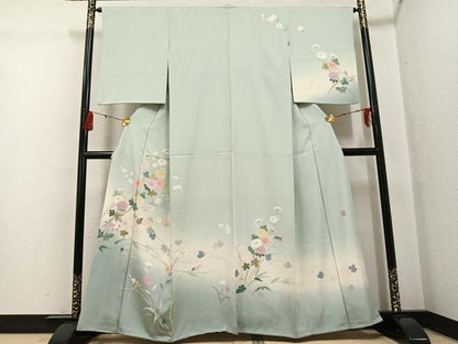 平和屋着物●訪問着　友禅　作家物　枝花文　正絹　逸品　AABG7093ph