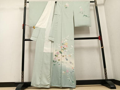 平和屋着物●訪問着　友禅　作家物　枝花文　正絹　逸品　AABG7093ph