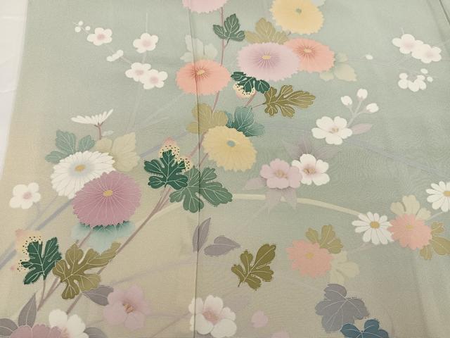 平和屋着物●訪問着　友禅　作家物　枝花文　正絹　逸品　AABG7093ph