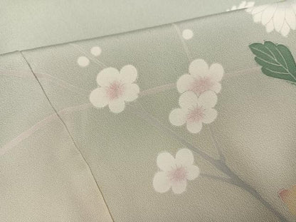 平和屋着物●訪問着　友禅　作家物　枝花文　正絹　逸品　AABG7093ph