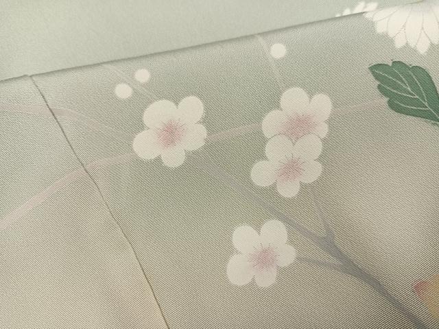 平和屋着物●訪問着　友禅　作家物　枝花文　正絹　逸品　AABG7093ph