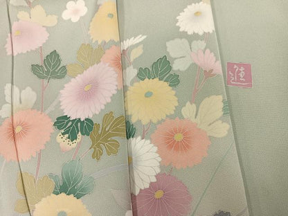 平和屋着物●訪問着　友禅　作家物　枝花文　正絹　逸品　AABG7093ph