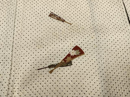 平和屋着物●訪問着　絞り　刺繍　舞扇花文　金彩　正絹　逸品　AABG7096ph