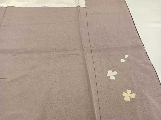 平和屋着物●訪問着　友禅　駒刺繍　御所車花冊子文　暈し染め　金彩　正絹　逸品　AABG7097ph