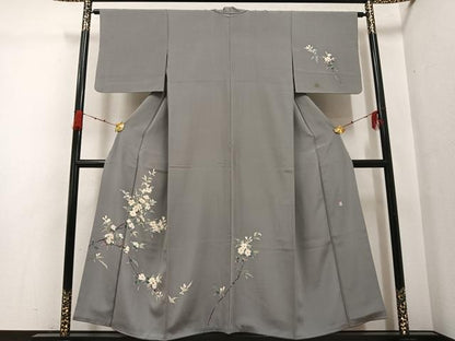 平和屋着物●本加賀友禅作家　南克治　訪問着　枝花文　正絹　逸品　AABG7099ph