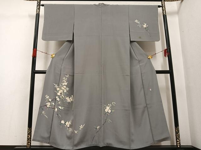 平和屋着物●本加賀友禅作家　南克治　訪問着　枝花文　正絹　逸品　AABG7099ph