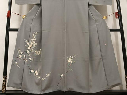 平和屋着物●本加賀友禅作家　南克治　訪問着　枝花文　正絹　逸品　AABG7099ph