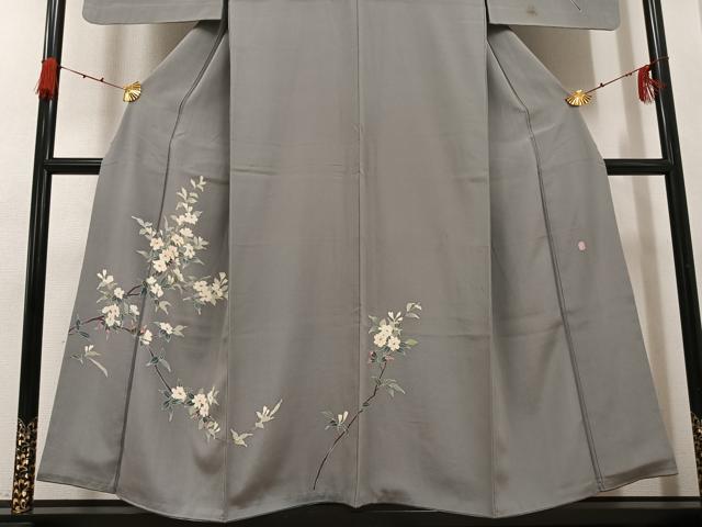 平和屋着物●本加賀友禅作家　南克治　訪問着　枝花文　正絹　逸品　AABG7099ph