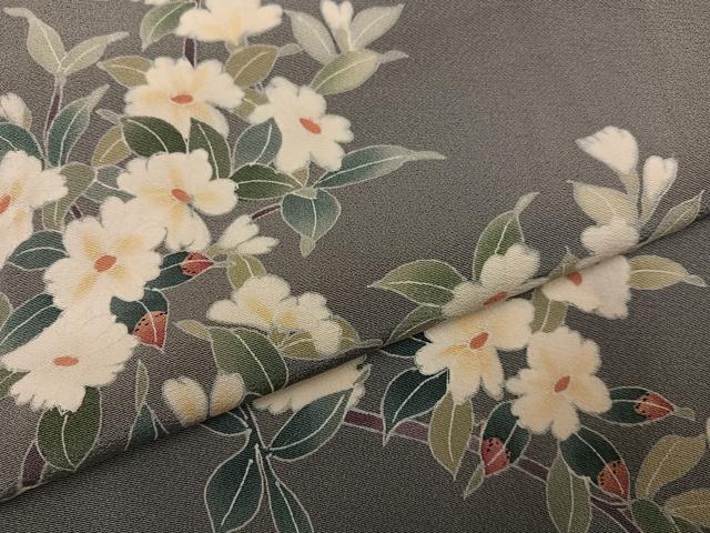平和屋着物●本加賀友禅作家　南克治　訪問着　枝花文　正絹　逸品　AABG7099ph