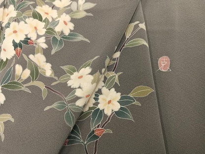 平和屋着物●本加賀友禅作家　南克治　訪問着　枝花文　正絹　逸品　AABG7099ph