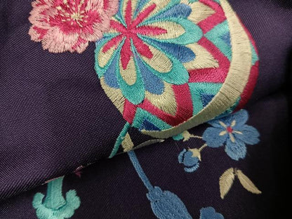 平和屋着物●女性　行灯袴　刺繍　花毬文　洗える着物　AABG7106ph