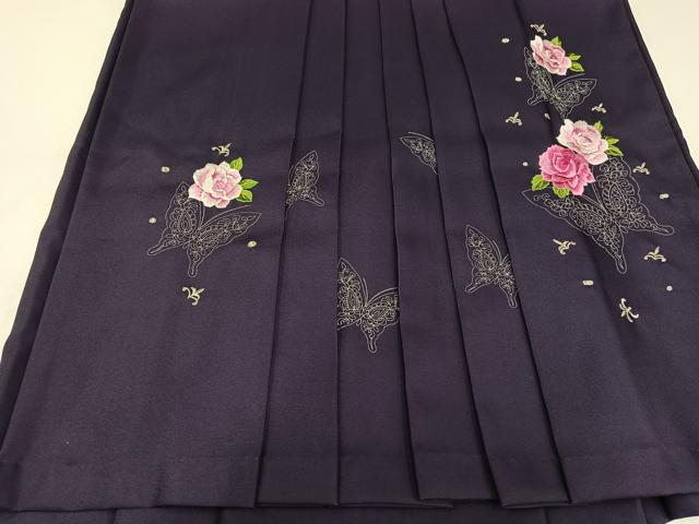 平和屋着物●女性　行灯袴　刺繍　花蝶文　金銀糸　洗える着物　AABG7108ph