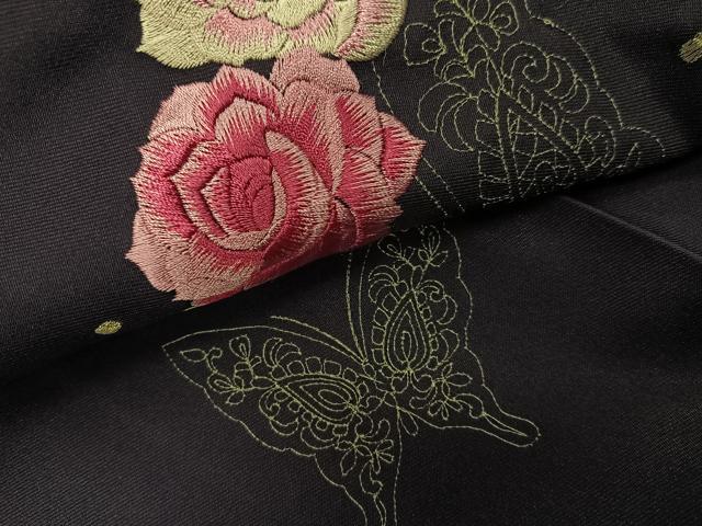 平和屋着物●女性　行灯袴　刺繍　花蝶文　金銀糸　洗える着物　AABG7108ph