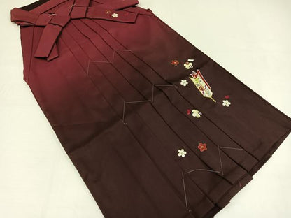 平和屋着物●女性　行灯袴　刺繍　矢羽根花文　暈し染め　金糸　洗える着物　未使用　AABG7113ph