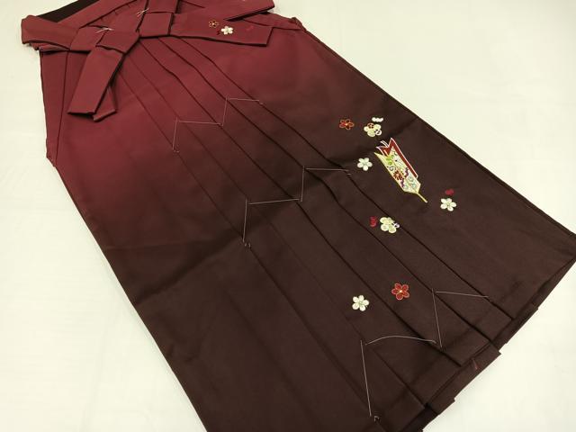 平和屋着物●女性　行灯袴　刺繍　矢羽根花文　暈し染め　金糸　洗える着物　未使用　AABG7113ph