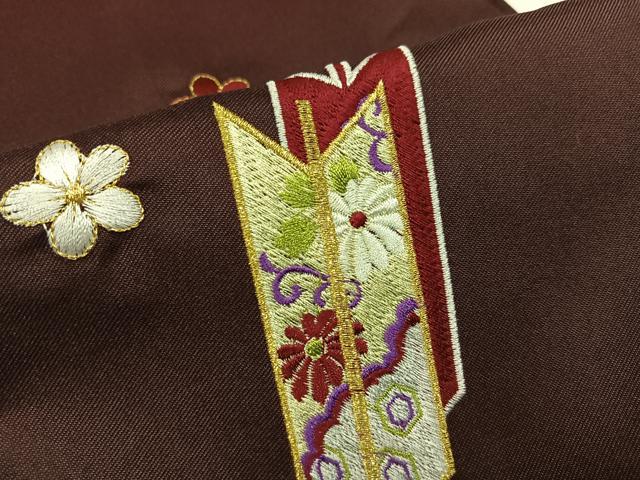 平和屋着物●女性　行灯袴　刺繍　矢羽根花文　暈し染め　金糸　洗える着物　未使用　AABG7113ph