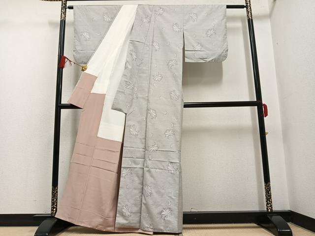 平和屋着物●本場大島紬　白大島　更紗唐草文　正絹　逸品　AABG7117ph