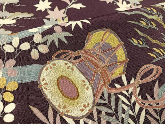 平和屋着物●豪華色留袖　友禅　駒刺繍　松竹梅楽器文　金彩　正絹　逸品　AABG7119ph