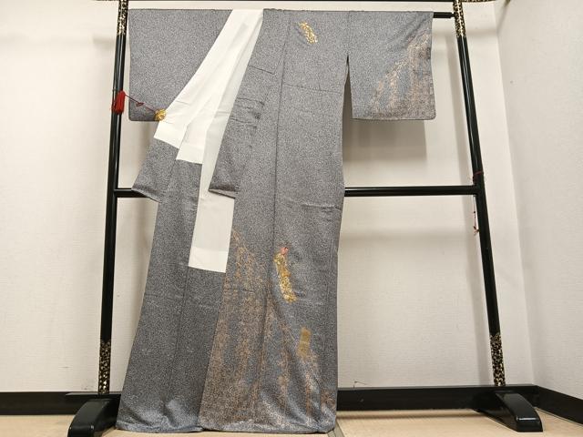 平和屋着物●訪問着　刺繍　草花文　金彩　正絹　逸品　AABG7122ph