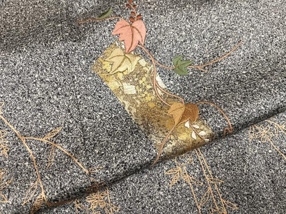 平和屋着物●訪問着　刺繍　草花文　金彩　正絹　逸品　AABG7122ph