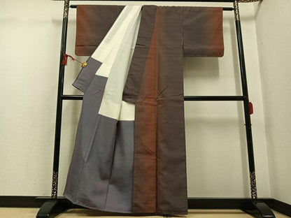 平和屋着物●上質な紬　間道　正絹　逸品　未使用　AABG7123ph