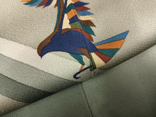 平和屋着物●染色作家　斉藤三才　訪問着　三才鳥　正絹　逸品　AABG7124ph
