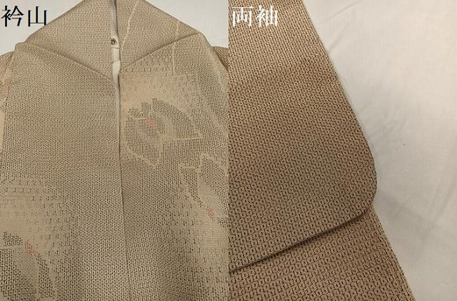 平和屋着物●本塩沢　110亀甲　舞蝶文　正絹　逸品　AABG7126ph