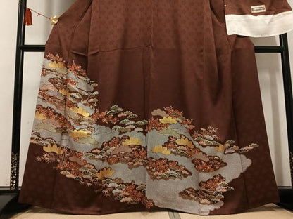 平和屋着物●豪華色留袖　駒刺繍　松竹梅　金彩　反端付き　正絹　逸品　AABG7127ph
