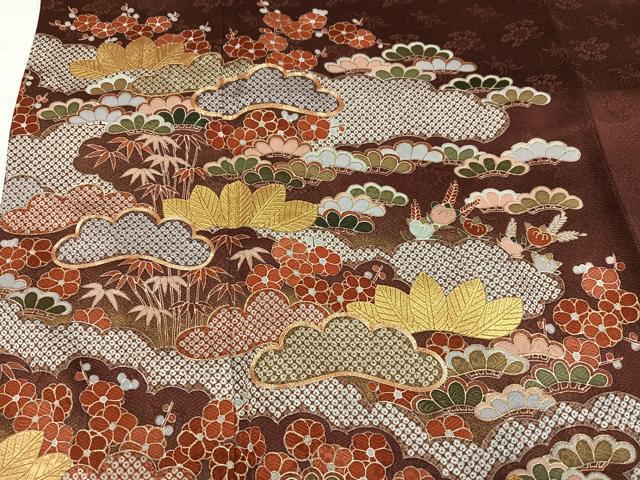 平和屋着物●豪華色留袖　駒刺繍　松竹梅　金彩　反端付き　正絹　逸品　AABG7127ph