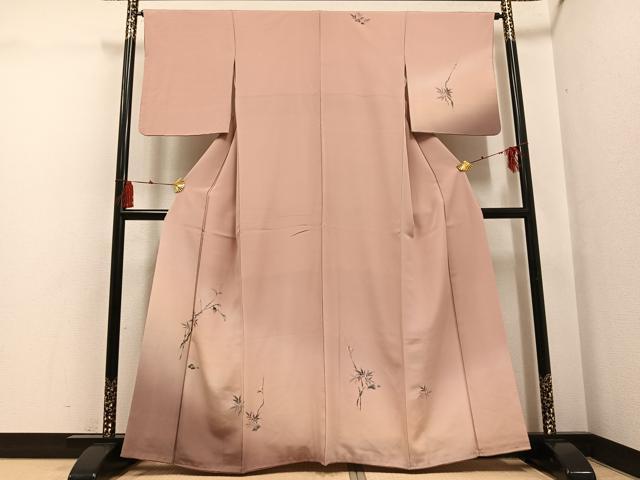 平和屋着物●訪問着　手描き　枝葉文　暈し染め　正絹　逸品　AABG7129ph