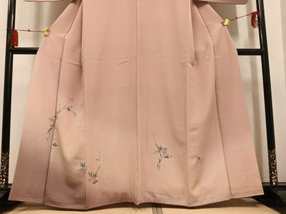 平和屋着物●訪問着　手描き　枝葉文　暈し染め　正絹　逸品　AABG7129ph