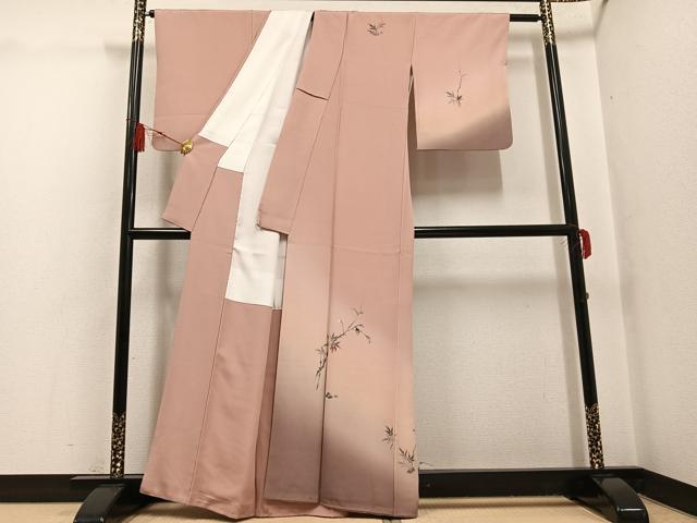 平和屋着物●訪問着　手描き　枝葉文　暈し染め　正絹　逸品　AABG7129ph