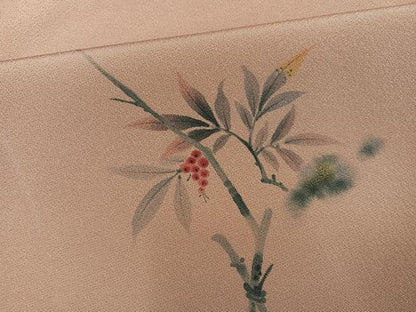平和屋着物●訪問着　手描き　枝葉文　暈し染め　正絹　逸品　AABG7129ph