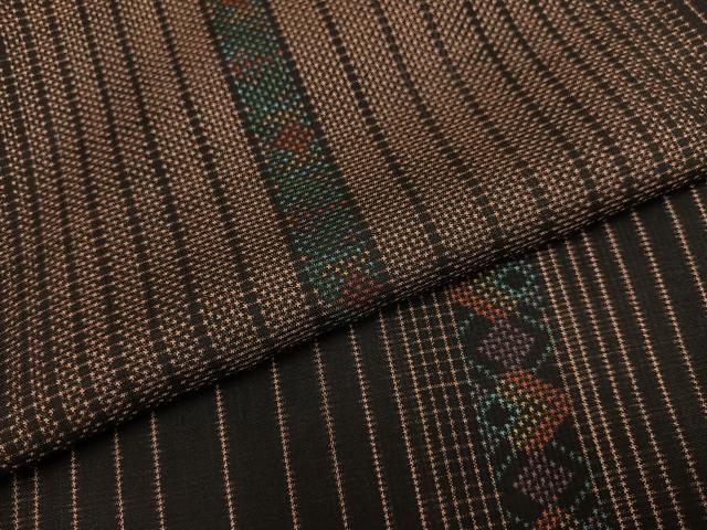 平和屋着物●本場大島紬　一元絣　変わり市松　正絹　逸品　AABG7130ph