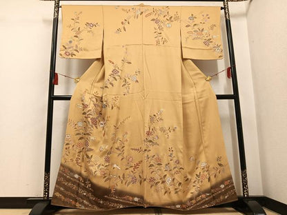 平和屋着物●訪問着　枝花文　暈し染め　金彩　正絹　逸品　AABG7131ph