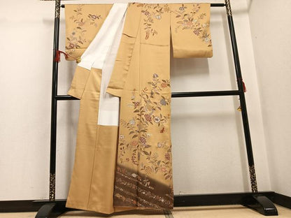 平和屋着物●訪問着　枝花文　暈し染め　金彩　正絹　逸品　AABG7131ph