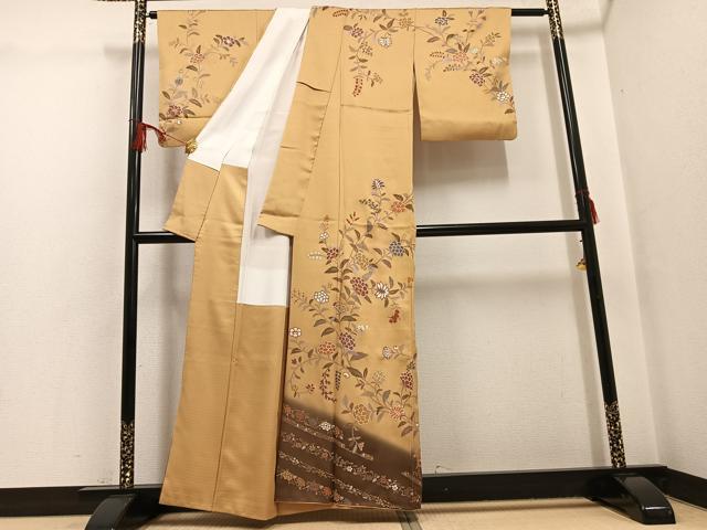 平和屋着物●訪問着　枝花文　暈し染め　金彩　正絹　逸品　AABG7131ph